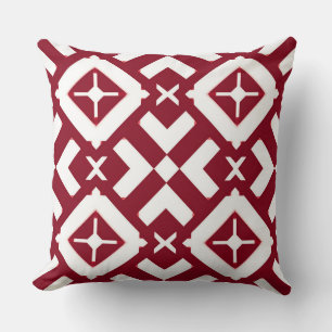 Cojín Decorativo Patrón geométrico abstracto rojo y blanco