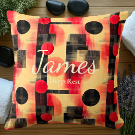Cojín Decorativo Patrón geométrico abstracto rojo y negro en negrit