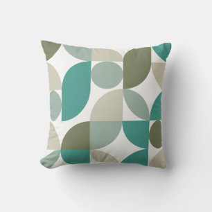 Cojín Decorativo Patrón geométrico abstracto verde azul verdoso