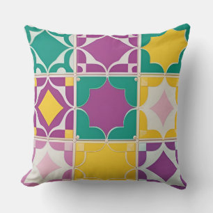 Cojín Decorativo Patrón geométrico abstracto vívido en colores inte