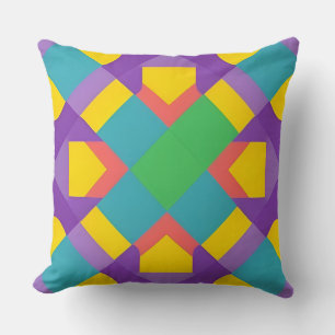 Cojín Decorativo Patrón geométrico abstracto vívido en colores inte