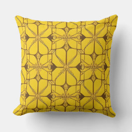 Cojín Decorativo Patrón geométrico amarillo y marrón