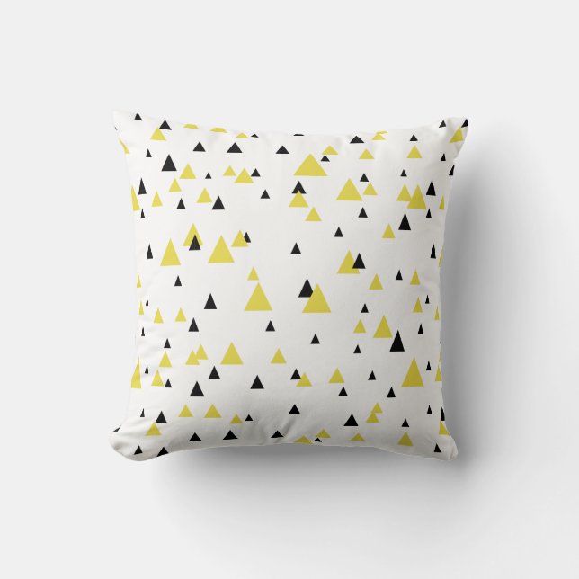 Cojín Decorativo Patrón geométrico amarillo y negro personalizado (Anverso)