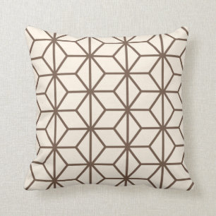 Cojín Decorativo Patrón geométrico art deco marrón y beige