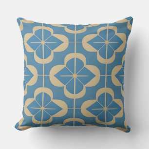 Cojín Decorativo Patrón geométrico azul con diseño de baldosas retr