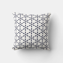 Cojín Decorativo Patrón geométrico azul marino sobre blanco