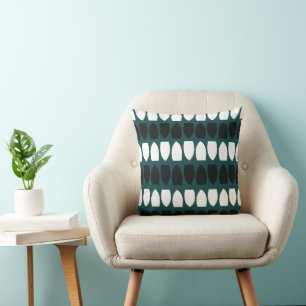 Cojín Decorativo Patrón geométrico azul verde blanco negro