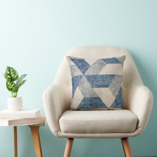 Cojín Decorativo Patrón geométrico azul y beige