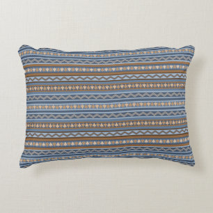 Cojín Decorativo Patrón geométrico azul y marrón al estilo del suro