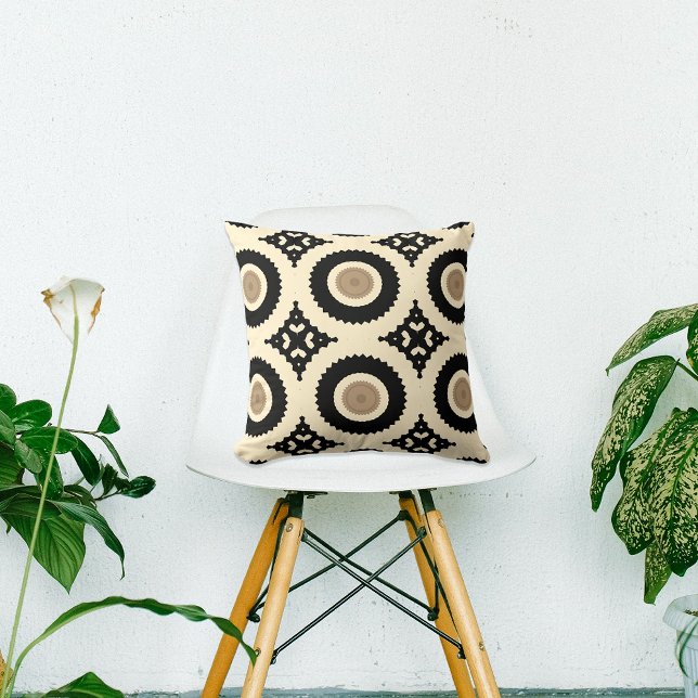 Cojín Decorativo Patrón geométrico Boho Moda Negro y Beige (Subido por el creador)