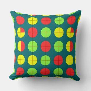 Cojín Decorativo Patrón geométrico colorido con verde, rojo