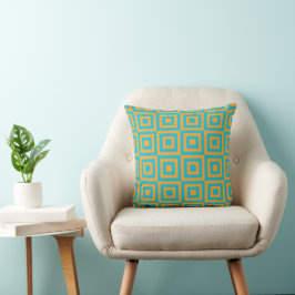 Cojín Decorativo Patrón geométrico cuadrado retro - Naranja atrevid