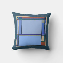 Cojín Decorativo Patrón geométrico de artes y artesanías en azul y 