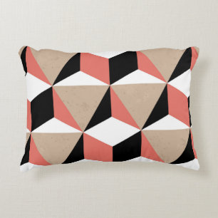 Cojín Decorativo Patrón geométrico de coral blanco y negro.