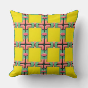 Cojín Decorativo Patrón Geométrico de Cuadros Amarillo Verde Azul