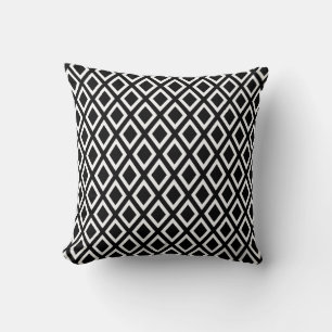 Cojín Decorativo Patrón geométrico de diamante blanco negro