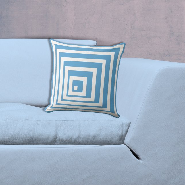 Cojín Decorativo Patrón geométrico de esquina blanca y azul (Geometric White & Blue Corner Pattern Throw Pillow)