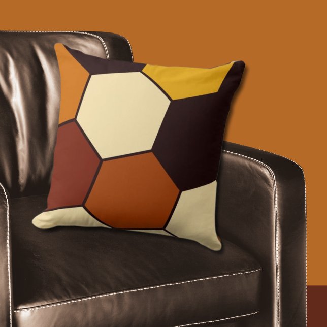 Cojín Decorativo Patrón geométrico de hexágono naranja y negro (Orange and Black Hexagon Pattern Throw Pillow)