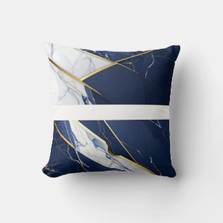 Cojín Decorativo Patrón geométrico de mármol azul marino y dorado d