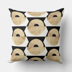 Cojín Decorativo Patrón geométrico de oro blanco negro Boho