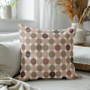 Cojín Decorativo Patrón geométrico de puntos de polka marrón y rosa