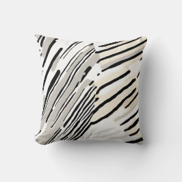 Cojín Decorativo Patrón geométrico de rayas negras, blancas y grise