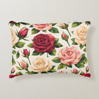 Cojín Decorativo Patrón geométrico de rosa linda en rosa rojo meloc