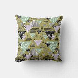 Cojín Decorativo Patrón geométrico de triángulo de estilo retro Mem