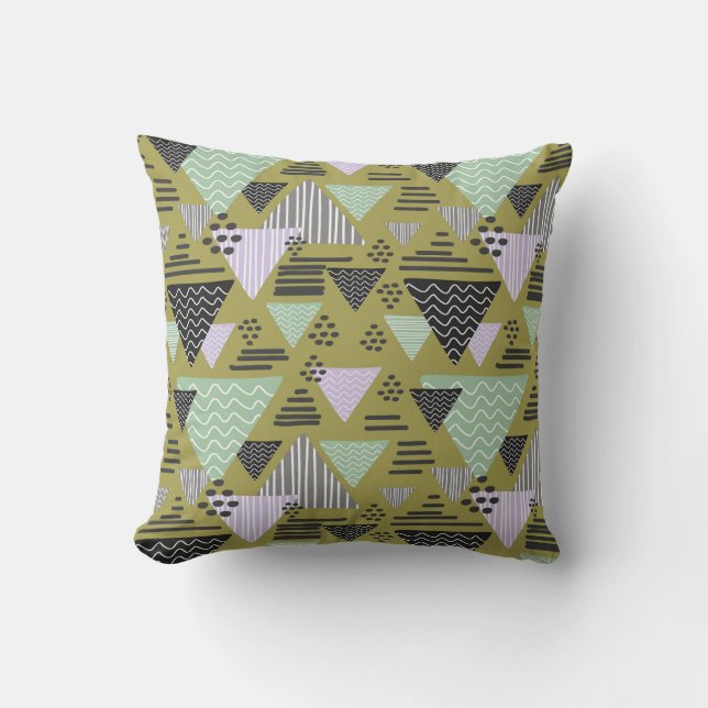 Cojín Decorativo Patrón geométrico de triángulo de estilo retro Mem (Anverso)