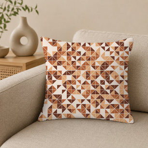 Cojín Decorativo Patrón geométrico de triángulo marrón caramelo mod