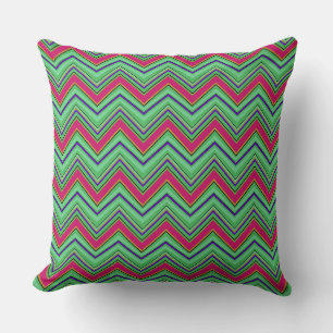 Cojín Decorativo Patrón geométrico de zigzag verde rojo