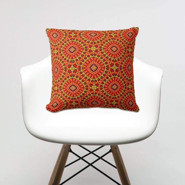 Cojín Decorativo Patrón geométrico del Boho oriental rojo y Naranja (Subido por el creador)
