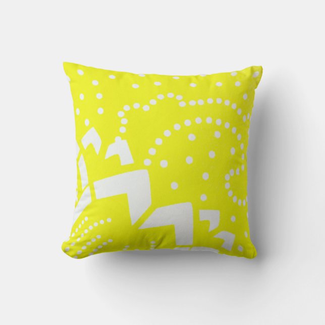 Cojín Decorativo Patrón geométrico del cirtus amarillo limón (Anverso)