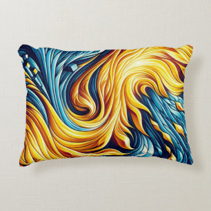 Cojín Decorativo Patrón Geométrico Del Hielo De Incendio Amarillo