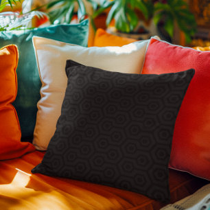 Cojín Decorativo Patrón geométrico del octagon monocromático negro