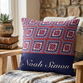 Cojín Decorativo Patrón Geométrico del Suroeste Boho Nombre Persona