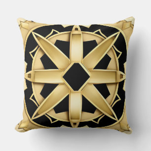 Cojín Decorativo Patrón geométrico dorado Art Déco
