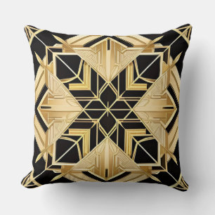 Cojín Decorativo Patrón geométrico dorado Art Déco