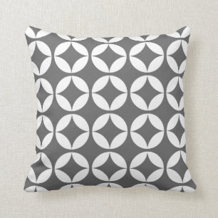 Cojín Decorativo Patrón geométrico elegante gris, blanco