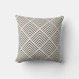 Cojín Decorativo Patrón geométrico en blanco y negro con superposic
