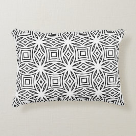Cojín Decorativo Patrón geométrico floral en blanco y negro