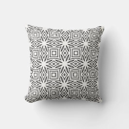 Cojín Decorativo Patrón geométrico floral en blanco y negro