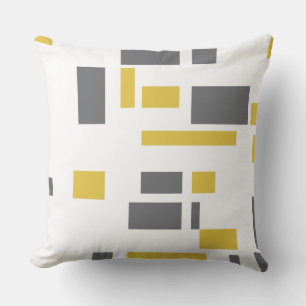 Cojín Decorativo Patrón geométrico gris amarillo moderno, simple y