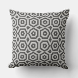 Cojín Decorativo patrón geométrico gris negro arte deco