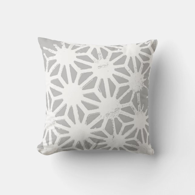 Cojín Decorativo Patrón geométrico gris y blanco (Anverso)