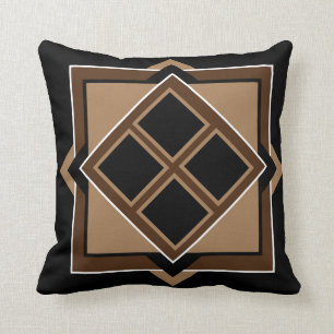 Cojín Decorativo Patrón geométrico marrón y negro