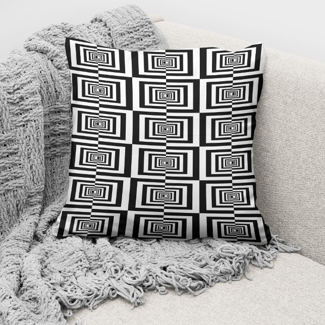 Cojín Decorativo Patrón Geométrico Moderno Blanco Y Negro (Subido por el creador)