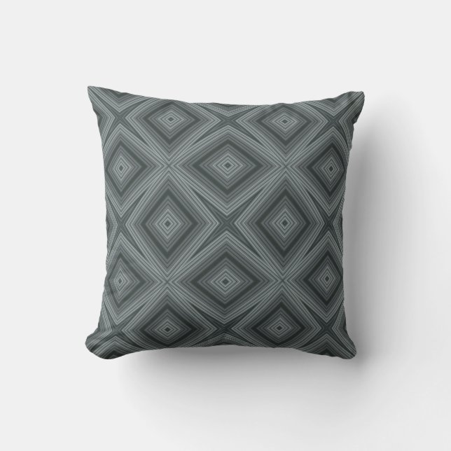 Cojín Decorativo Patrón geométrico moderno de carbón gris (Anverso)