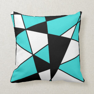 Cojín Decorativo Patrón geométrico moderno de color verde azulado, 