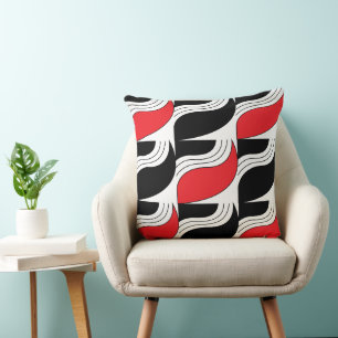 Cojín Decorativo Patrón geométrico moderno rojo negro
